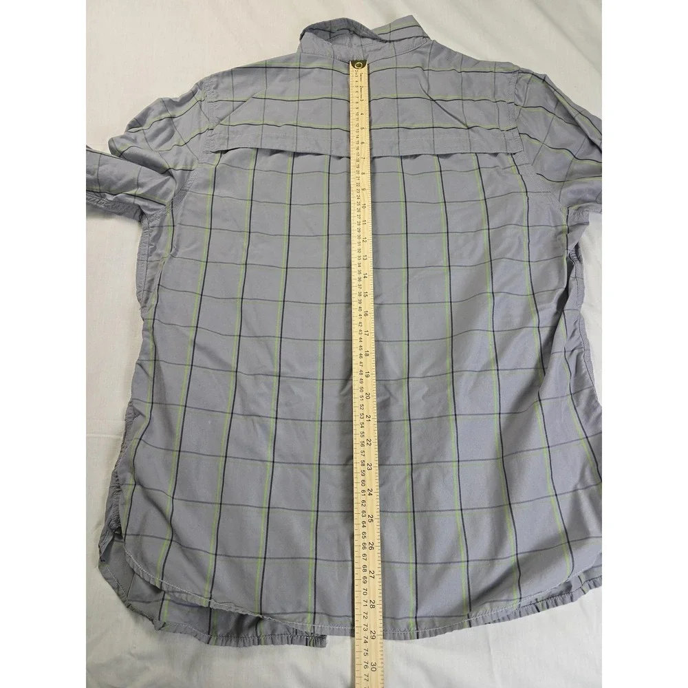 The North Face Shirt Mens Large Gray Plaid Long Sleeve Button Up Vented‎ Back